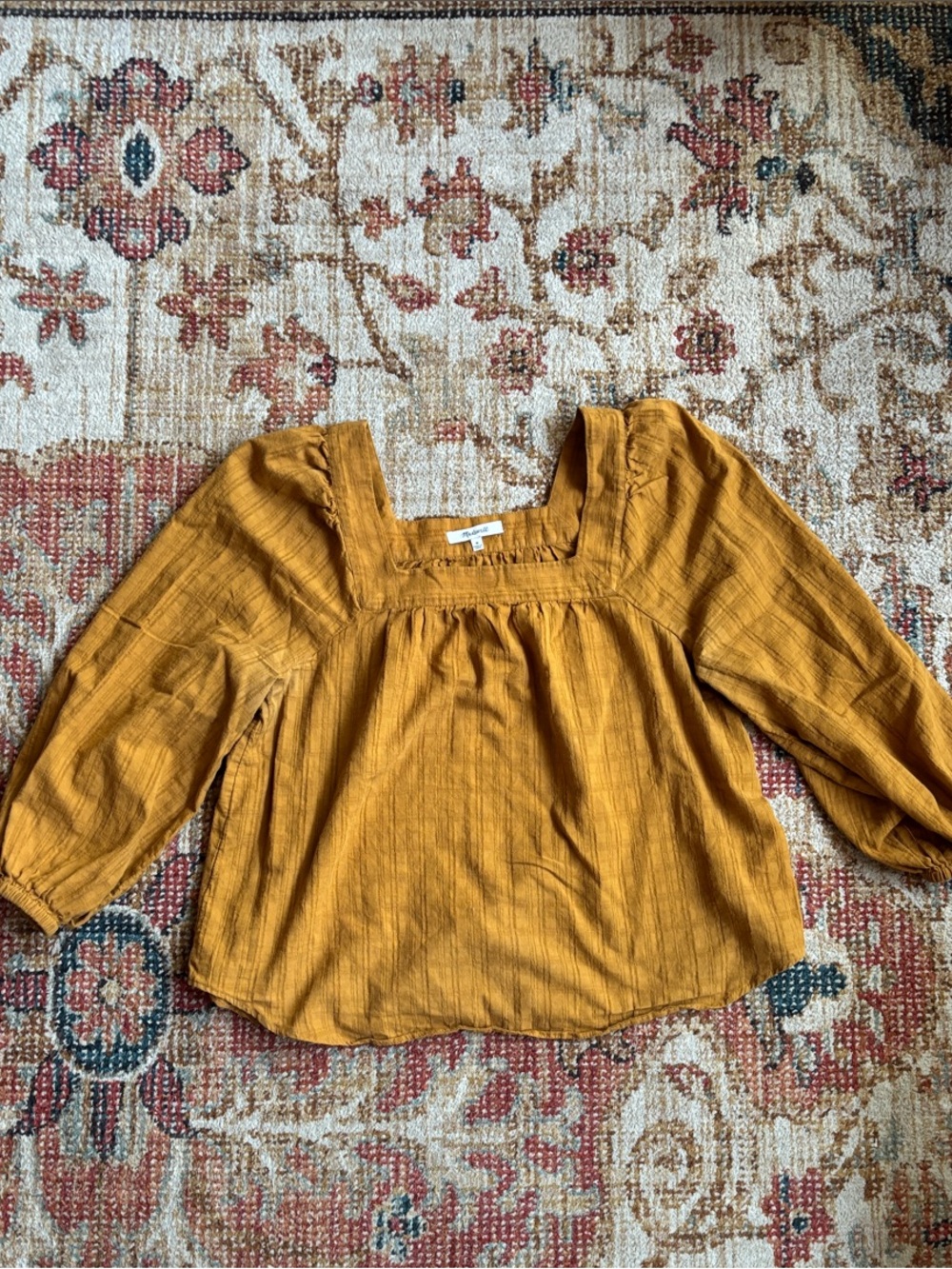 Madewell Mustard Square-Neck Gathered Tank